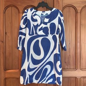 Boden Linen blue and white dress